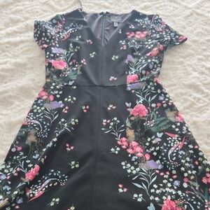 Adrianna Papell Black Dress with Pink Floral Design